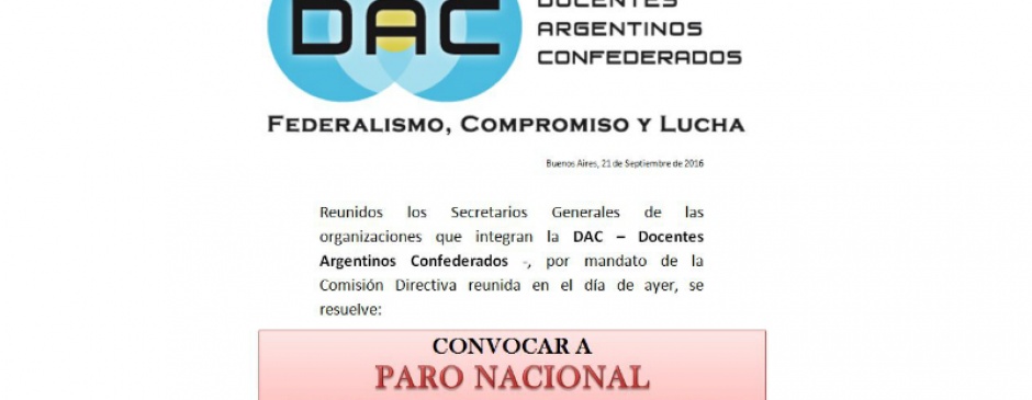 DAC CONVOCA A PARO NACIONAL